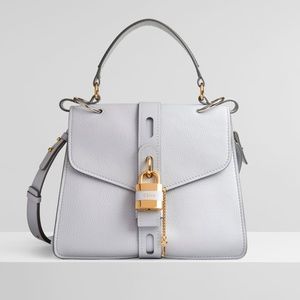 Chloe Gray Shoulder Bag with Gold Accents